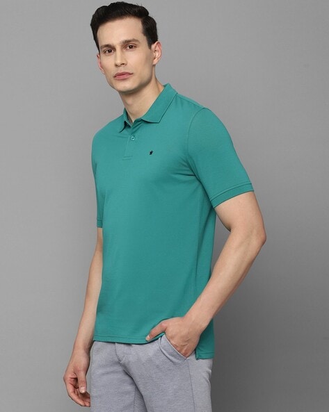 Louis Philippe Sport Solid Men Polo Neck Blue T-Shirt - Buy Louis Philippe  Sport Solid Men Polo Neck Blue T-Shirt Online at Best Prices in India