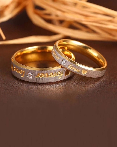Rose Gold Plated Solitaire Couple Rings (Adjustable) | sperkygem.com