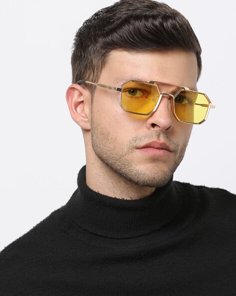 Round Yellow Mirror Sunglasses For Men | Classy Men Collection