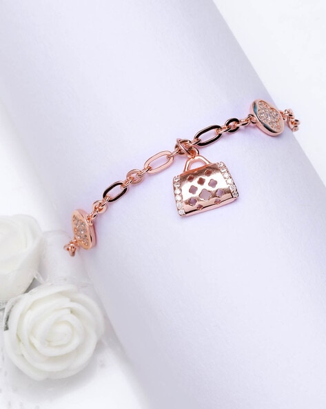 Giva Anushka's Rose Gold Supple Bracelet For Women (Silver, FreeSize)