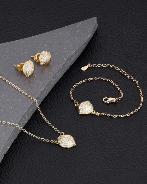 Shop Pear Drop Earring Necklace Bracelet Set for Formal & Wedding Wear –  PoetryDesigns
