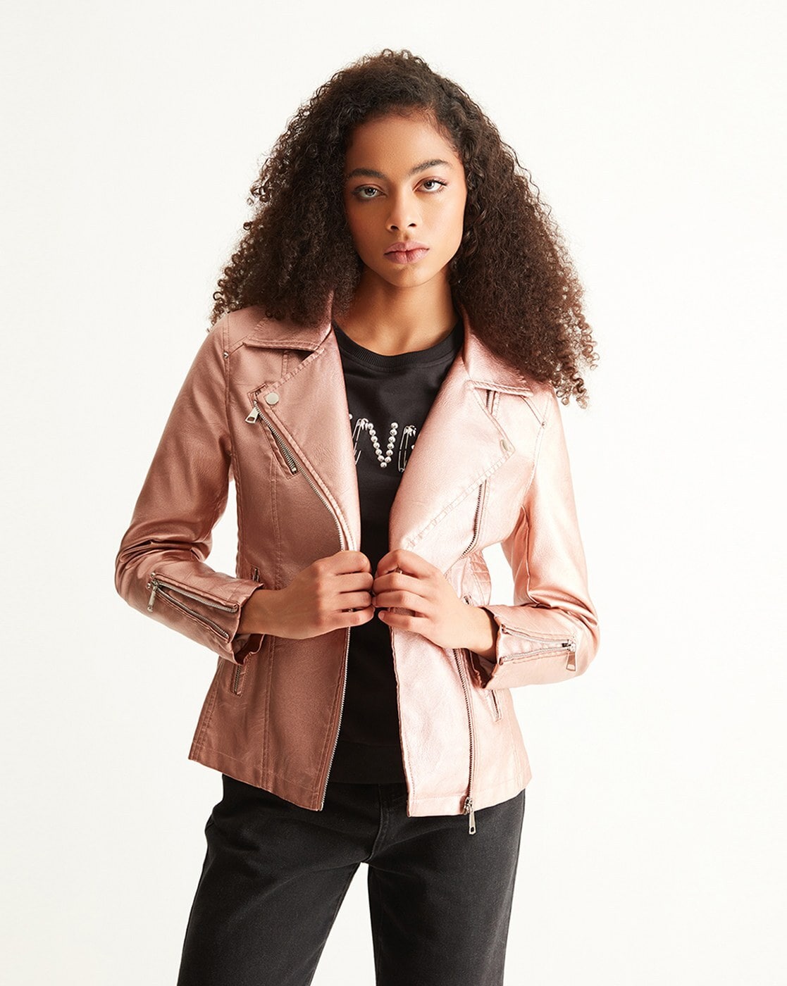 Christopher & Banks 100% Polyurethane Solid Pink Faux Leather Jacket Size  XL - 72% off | ThredUp