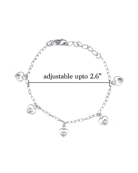 Giva Sterling Silver Tiny Heart Charm Bracelet For Women(Adjustable)