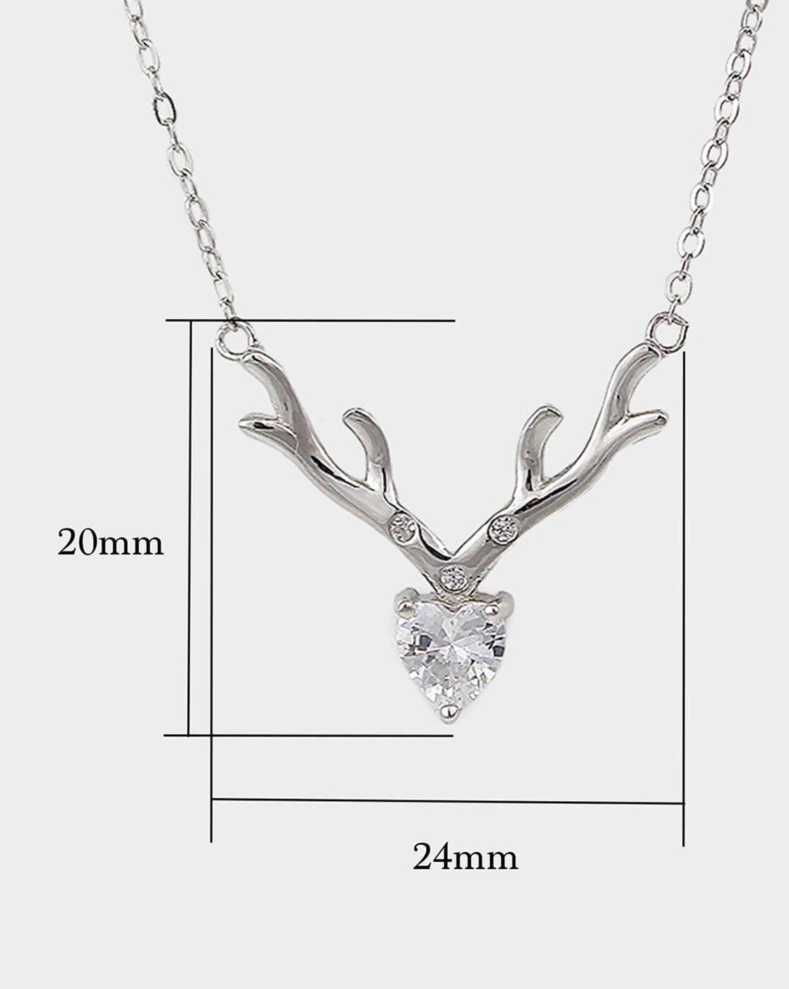 silver deer heart necklace