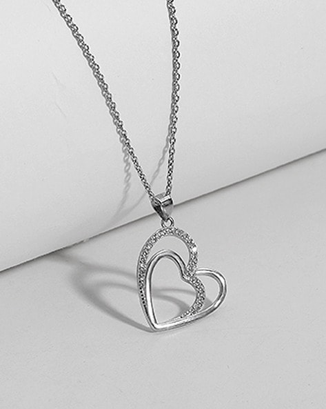 Sterling Silver 0.06Ctw Double Heart Pendant – Michaels Jewelers