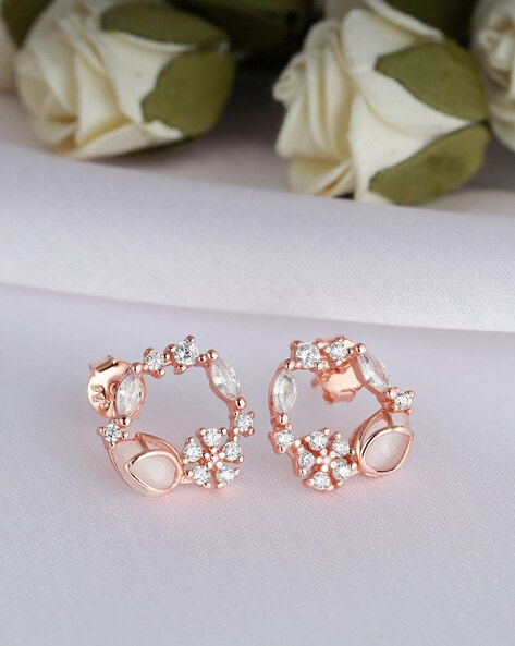 Ladies rose sale gold earrings