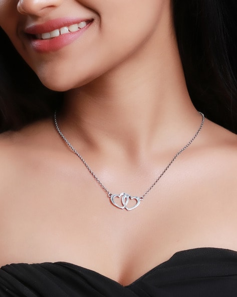 Miabella Women's 5/8 Carat T.G.W. Created White Sapphire Sterling Silver Entwined  Heart Pendant with Chain - Walmart.com