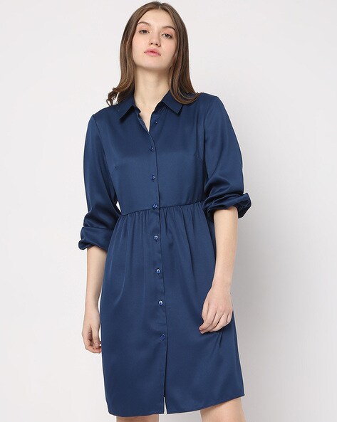 navy blue shirt dress womens