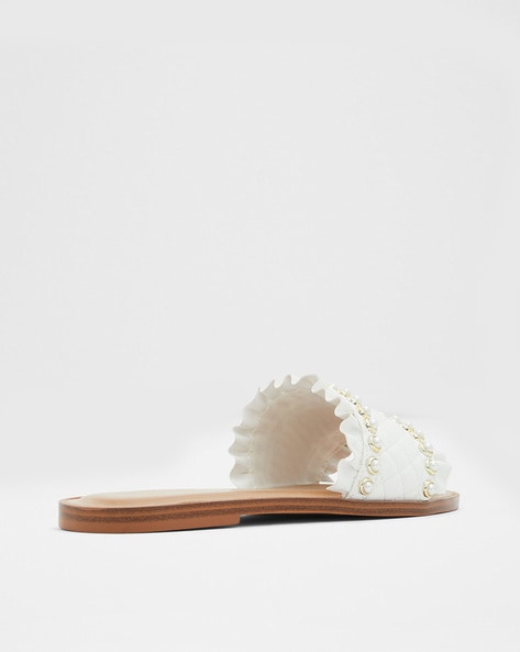 White lace flip discount flops