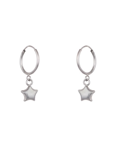 Fashion Sterling silver Eight-pointed star compass CZ Star Hoop Earrings  PE32 | eBay