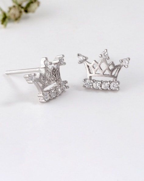 Sterling Silver Crown Crystal Earrings | BUTLER & WILSON – Butler & Wilson