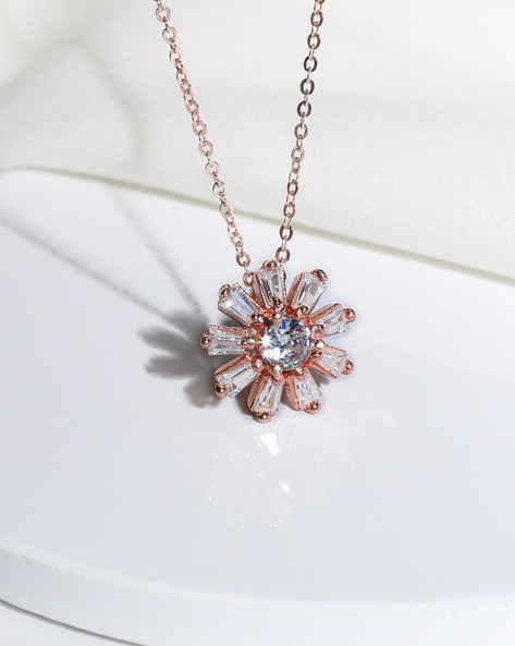 Rose Flower Design Necklace Set - South India Jewels