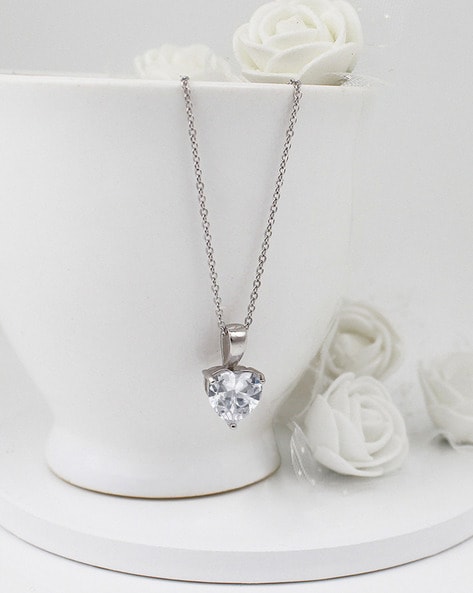 Round Brilliant 0.75 ctw VS2 Clarity, I Color Diamond 14kt White Gold Heart  Necklace | Costco
