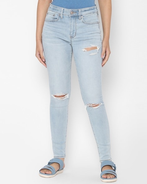 Buy Heavily Washed Skinny Jeggings Online at Best Prices in India
