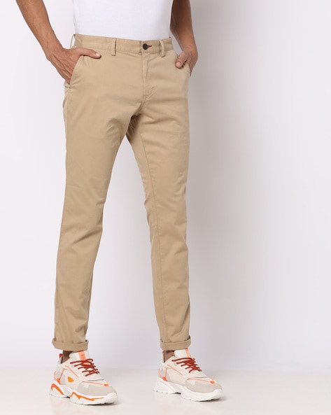 Buy INDIAN TERRAIN Natural Solid Cotton Blend Slim Fit Mens Trousers   Shoppers Stop