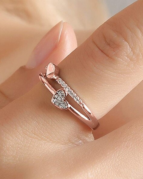 1/5 Carat T.W. Diamond Sterling Silver Double Heart Ring - Walmart.com