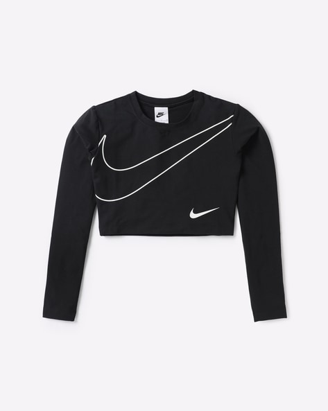 Nike crop top black and sales white