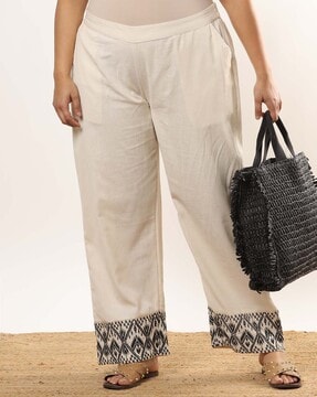 Buy Off White Embroidered Pants Online - W for Woman