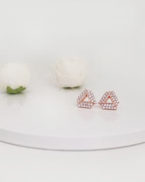 giva Rose Gold Zircon Triangle Stud Earrings-picture-45