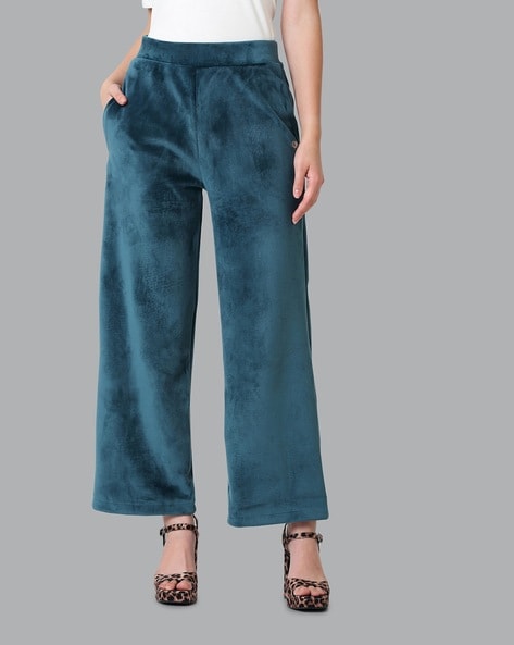 velvet pants woman blue eclipse in cotton - GANNI - d — 2-bdsngoinhaviet.com.vn