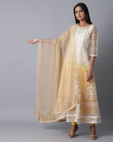 Women Gold Chiffon Drape Price in India