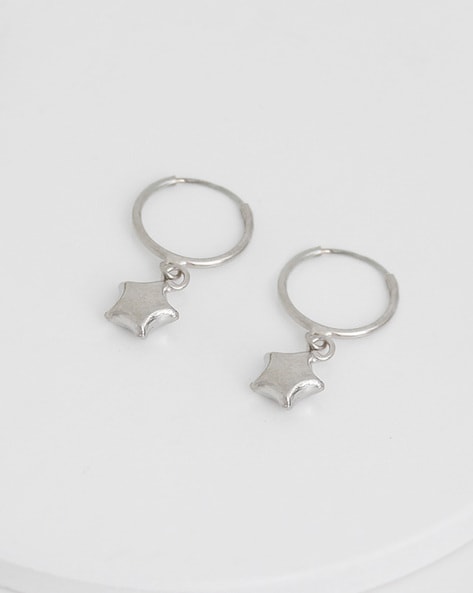 Zen Circle - Handcrafted Drop Hoop Earrings - Hammered Silver - dirtypretty  artwear