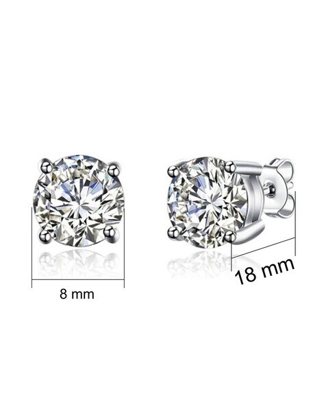 Sterling Silver .80 ct Cubic Zirconia Round Stud Earrings