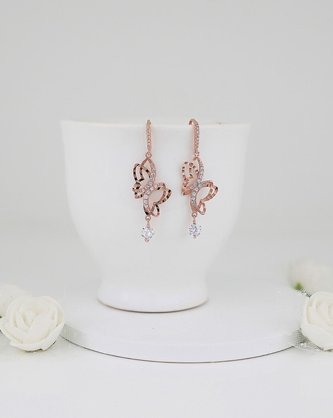 925 Sterling Silver Shining Butterfly Drop Earrings