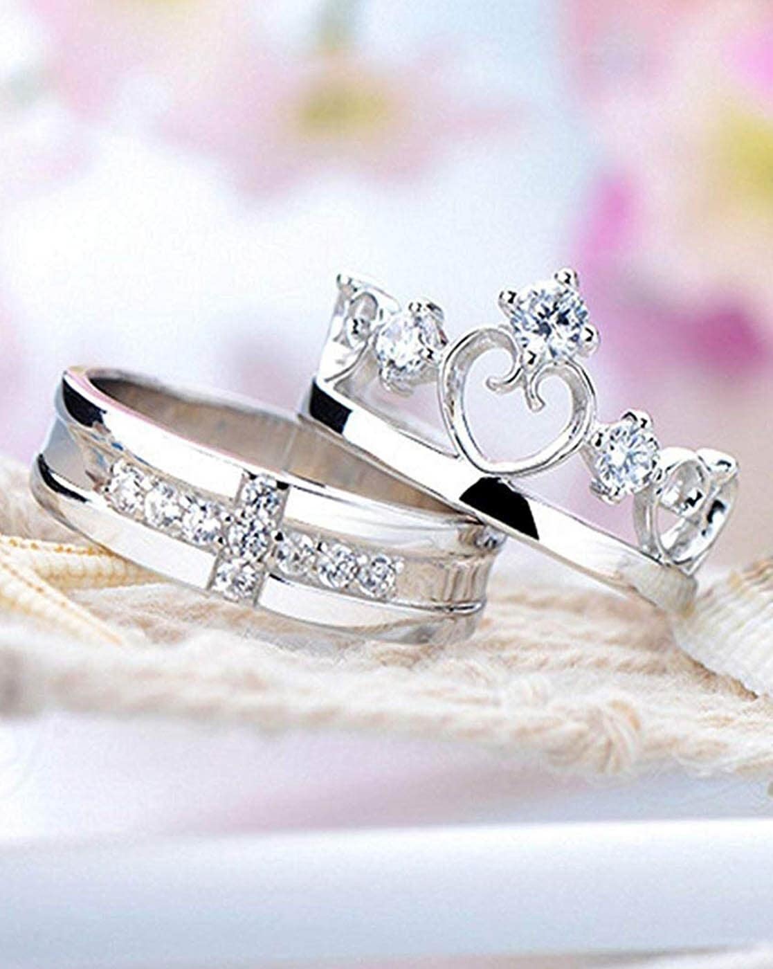 Buy Jewels Galaxy Amazing Ad Crown Inspired Silver Plated Brilliant Ring  For Women Online