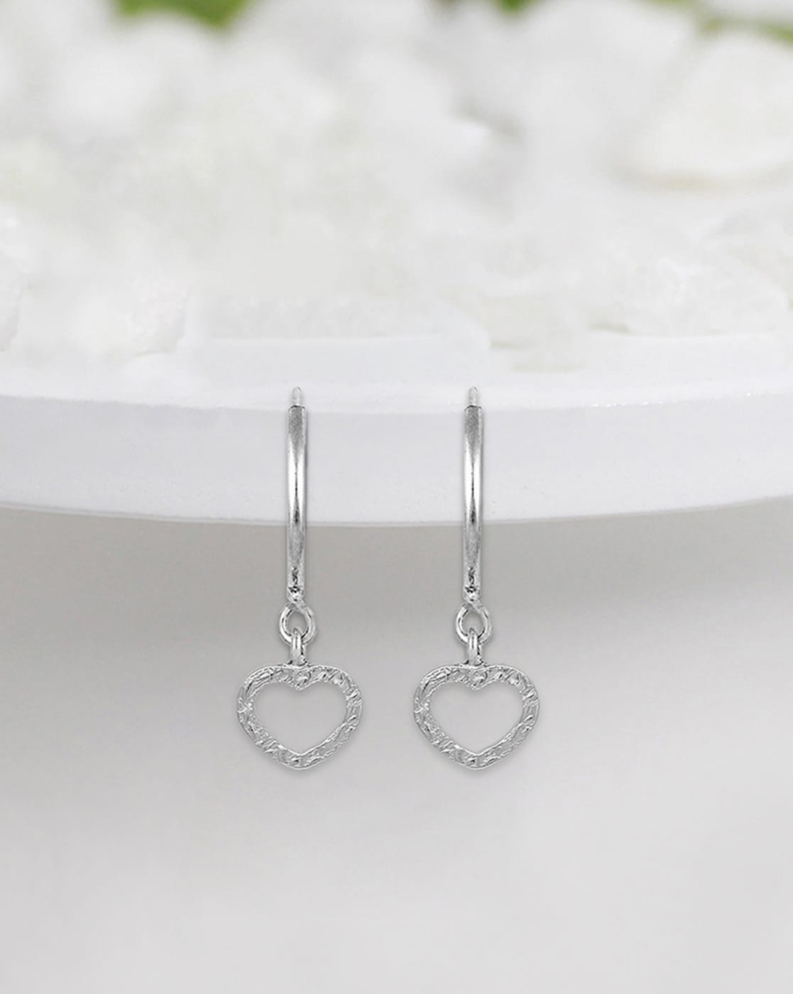 Sparkle Allure Crystal Pure Silver Over Brass Heart Drop Earrings |  CoolSprings Galleria