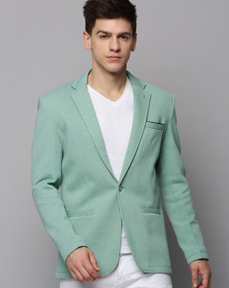 1PA1 Men's Linen Blend Suit Jacket Two Button Business Wedding Slim Fit  Blazer,Mint Green,XL 