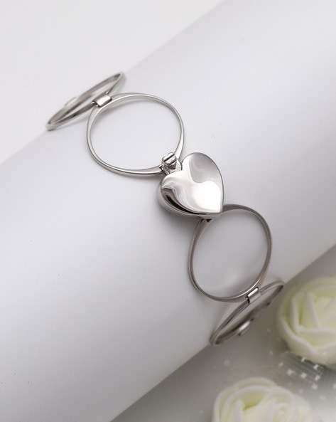 Giva 925 Sterling Silver Supple Heart Bracelet For Women (Silver, FreeSize)