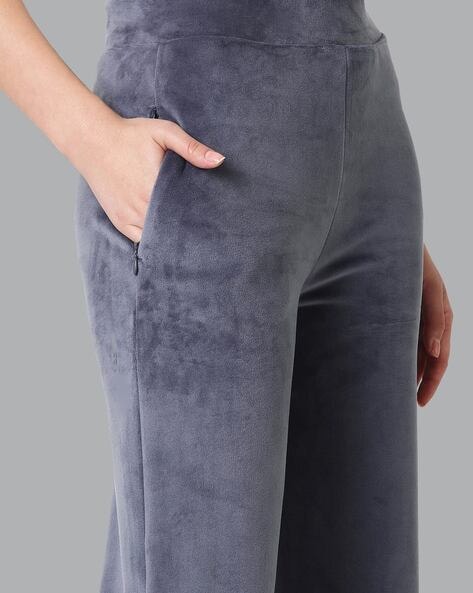 Buy Lipsy Grey Velour Trimmed Wide Leg Trousers from the Next UK online shop