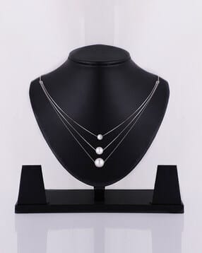 giva 925 Silver Triple Layered Pearl Studded Necklace-picture-16