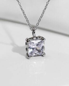 giva 925 Sterling Silver Necklace with Zirconia Square Pendant-picture-39