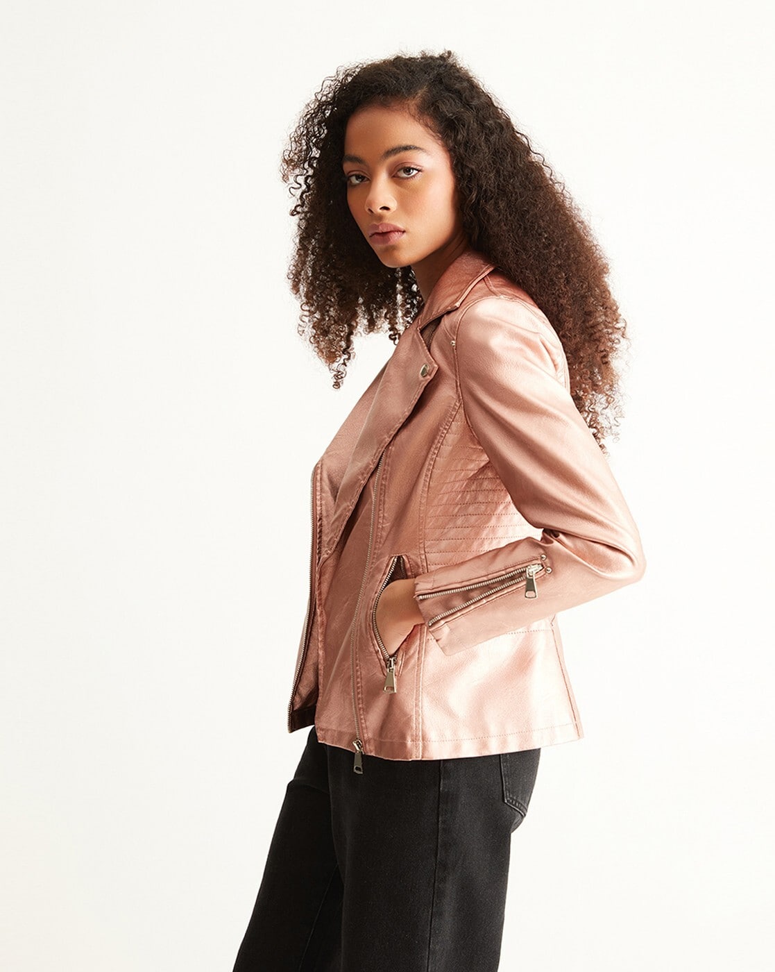 Rose gold clearance biker jacket