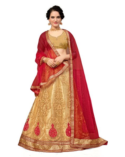 Deep Red Lehenga Bridal with Choli Barat Dress for Bride – Nameera by Farooq