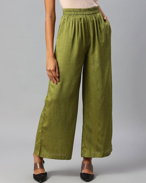 Ankle Length Palazzos with Elasticated Waistband Price in India