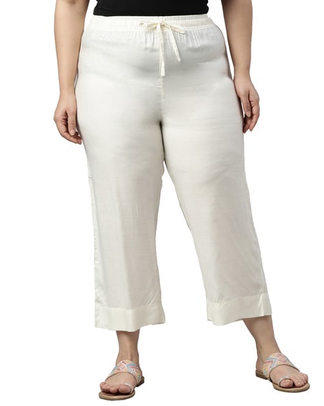 Straight Fit Pants with Drawstring Waist Price in India