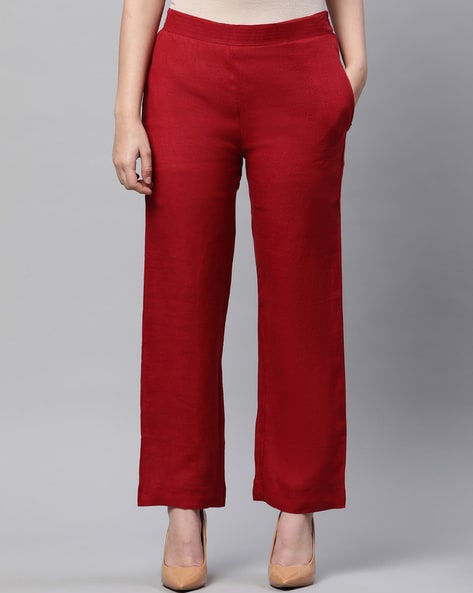 Maroon hot sale linen pants