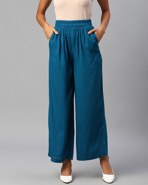 Ankle-Length Palazzos with Elasticated Waistband Price in India