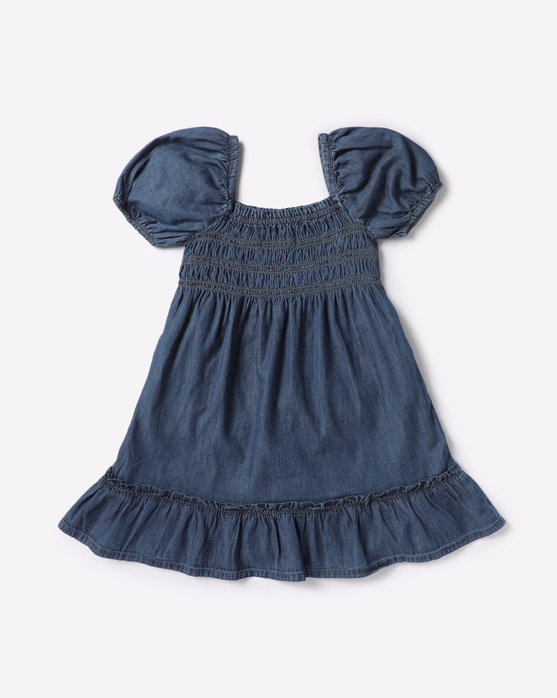 Buy Bold N Elegant Girl's Short Sleeve Front Open Stylish Cotton Denim Dress  Frock Tunic with PU Leather Belt and Pockets for Infant Toddler Baby Girls  (6-12 Months, Dark Blue) at Amazon.in