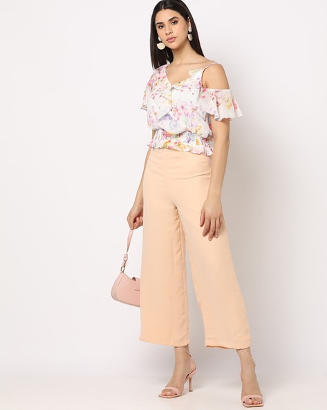 Buy Wide Leg Linen Culottes, High Waisted Pants With Pockets, Linen Flare  Trousers With Elastic Waist, Boho Pants Women, Palazzo Trousers LUNA Online  in India - Etsy
