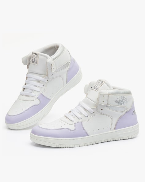 Perforated High-Top Lace-Up Sneakers