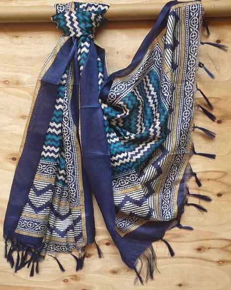 Chevrons Print Dupatta with Tassels Price in India