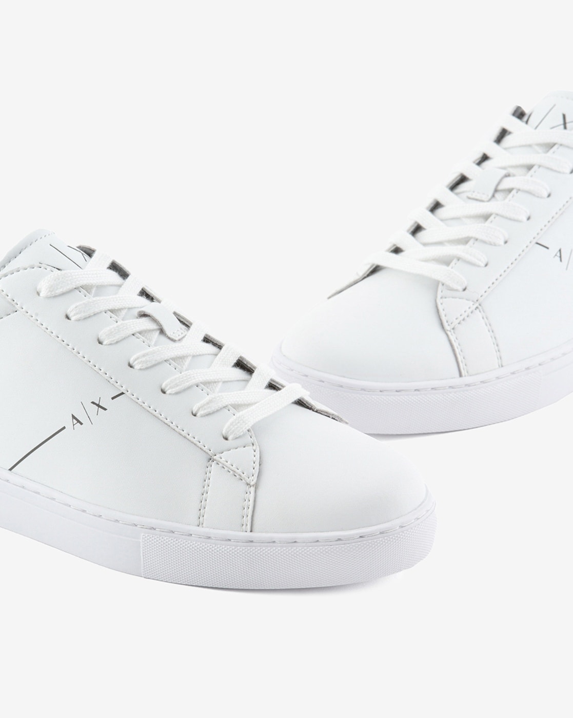 Armani Exchange Graffiti Logo Leather Sneakers in White for Men | Lyst