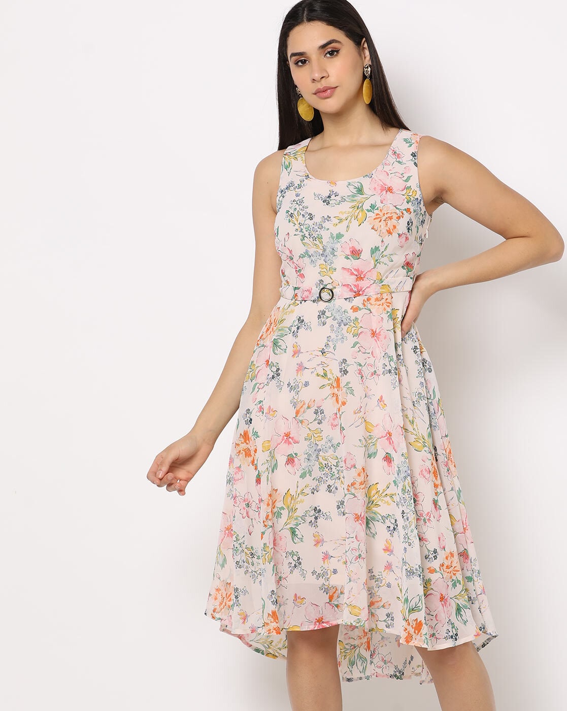 Buy PlusS Yellow & Off White Floral Printed A Line Dress - Dresses for  Women 8969629 | Myntra