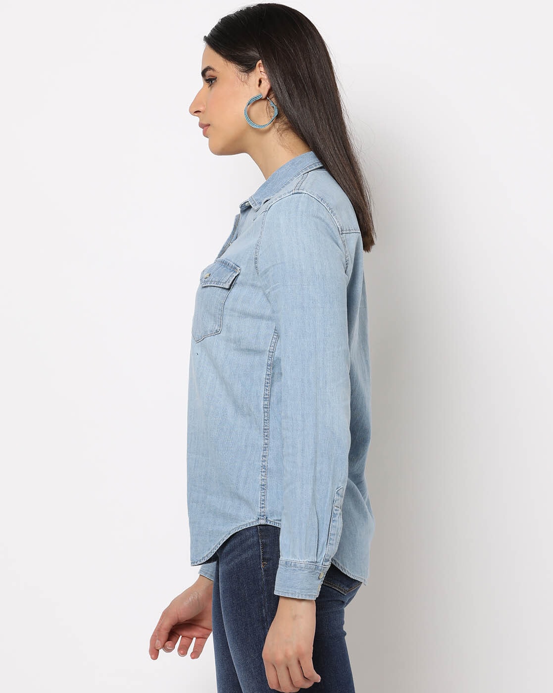 Argentina women's shirt in lyocell regular fit long sleeves Medium Indigo  Denim La Martina | Shop Online