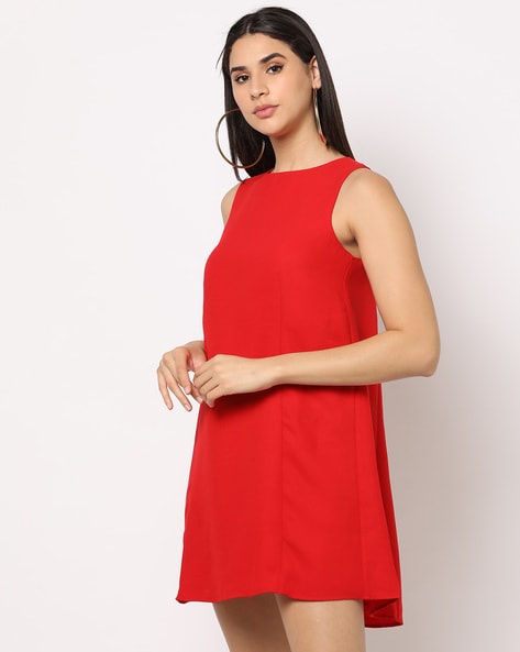 Boat neck red outlet dress