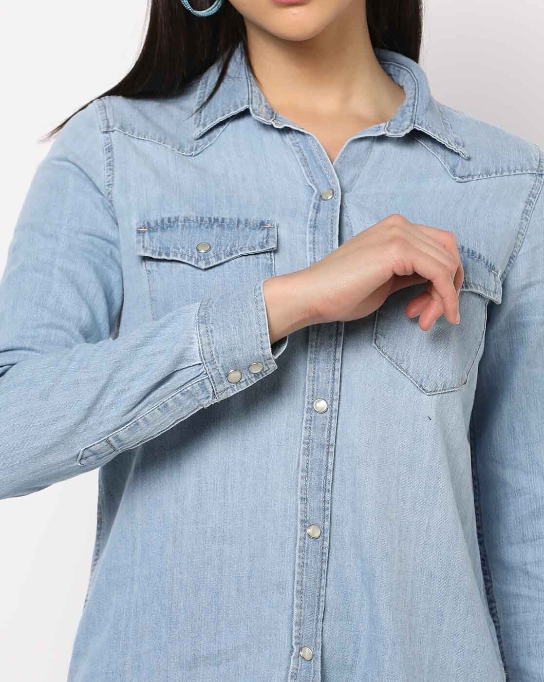 Baukjen Daeme Organic Cotton Denim Shirt, Washed Indigo, 6